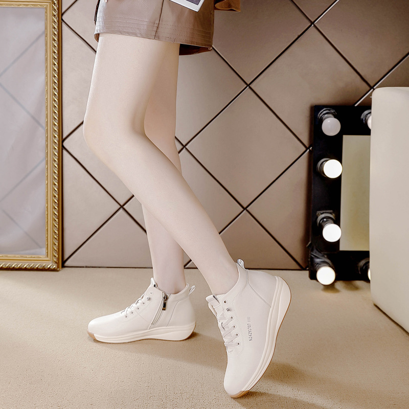 Otoño nuevo versátil in Otoño zapatos de alta altura zapatos de comercio exterior zapatos de plantilla de mujer zapatos blancos pequeños
