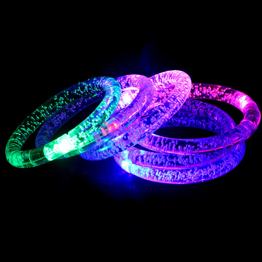 Juguetes luminosos al por mayor de acrílico pulsera luminosa LED pulsera puesto Venta caliente juguetes al por mayor