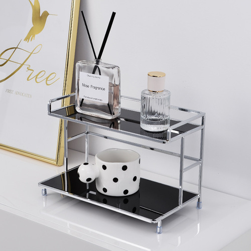 Acrylic desktop double-layer water cup storage rack kitchen bathroom table storage rack light luxury cosmetics wash rack
