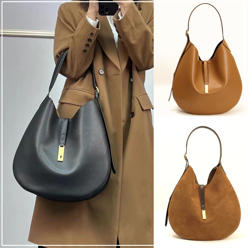 Raf Polo Niche Saddle Bag Trendy Genuine Leather Id Show Crystal Croissant Dumpling Bag Frosted Cowhide Shoulder Underarm Bag for Women