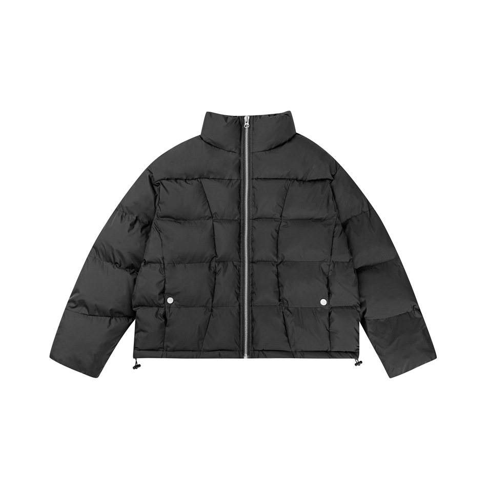 TaelePlus American design silhouette stand up collar bread winter coat trendy loose men's and women's cotton jacket_voghion.com