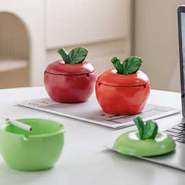 烟灰缸苹果个性潮流客厅防灰尘带盖办公ins风水泥烟灰器家用logo