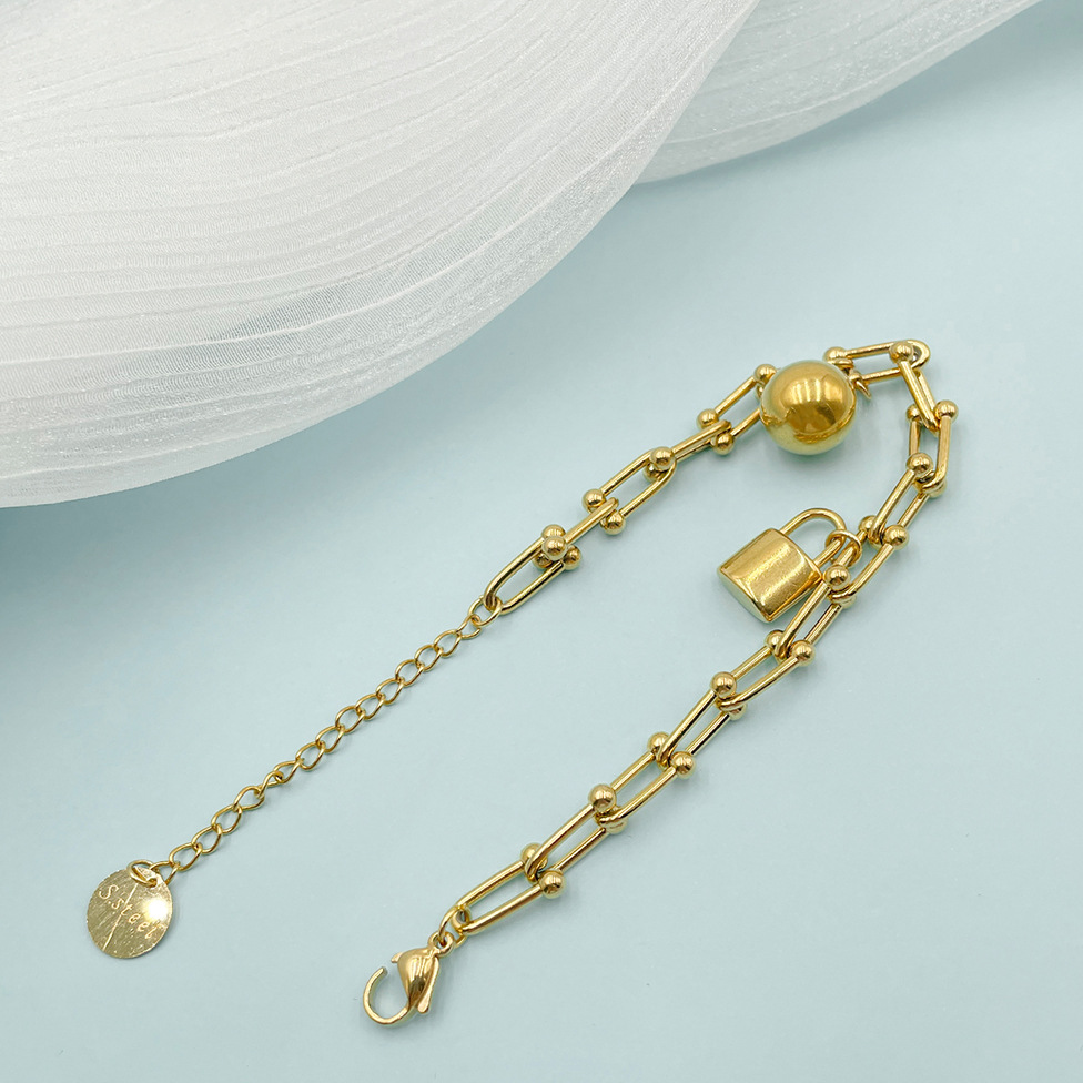 Fashion Lock Stainless Steel Plating Bracelets 1 Piece