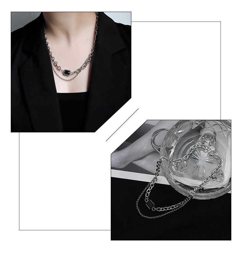 Hip-Hop Geometric Titanium Steel Chain Necklace 1 Piece