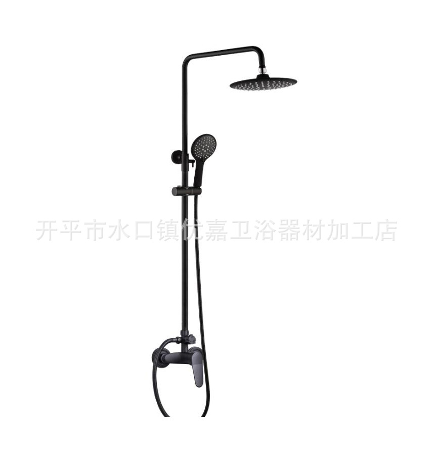 Kaiping Youjia Bathroom Matt Black Straight Rod Hot and Cold Bathtub Faucet Two-Function Large Shower Shelf Faucet 1302