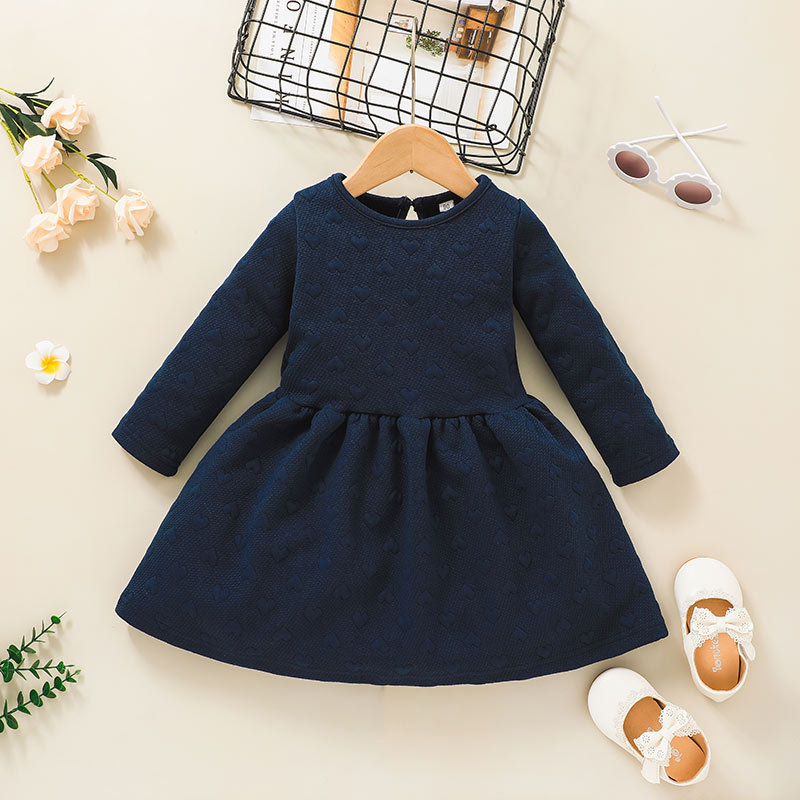 Casual Solid Cololong-sleeved A-line Children's Dress Wholesale Nihaojewelry display picture 2