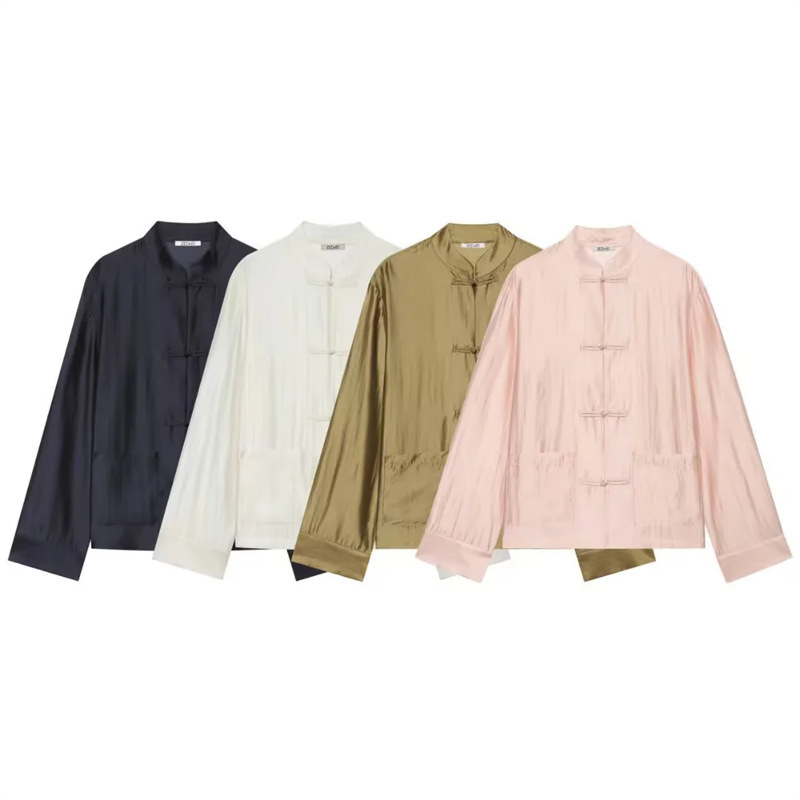 UNIZERA Women's Clothing 2026 Summer New Long-Sleeve Zhongshan Satin Textured Knot-Button Shirt for Women 4786166 UNIZERA Women's Clothing 2026 Summer New Long-Sleeve Zhongshan Satin Textured Knot-Button Shirt for Women 4786166