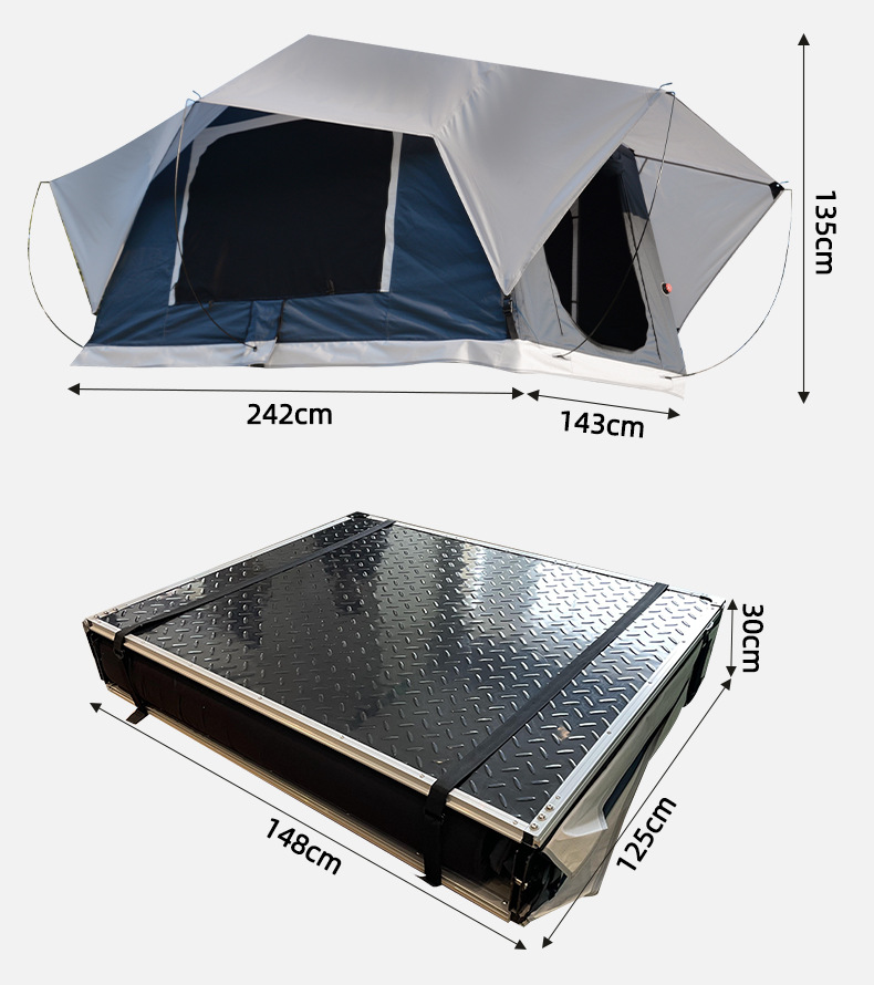 Self-Driving Car Tent Outdoor Camping Style Black Mountaineering Camping Style Windproof and Waterproof Portable Inflatable Roof Off-Road