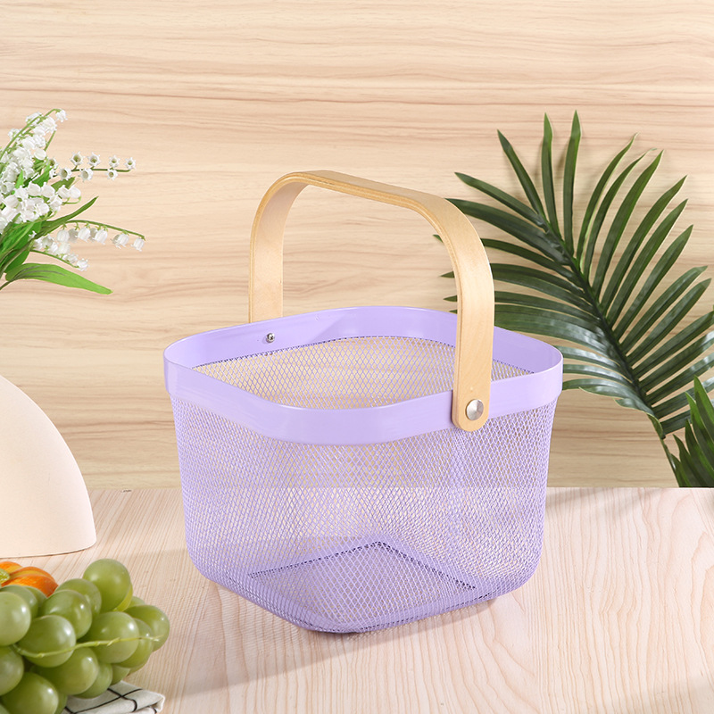 1051g Weight Storage Basket Storage & Cleaning 1 Piece Quantity Wood, Metal Material Color Block Pattern Nordic Style, Simple Style Style Multicolor Color Nordic Style Simple Style Color Block Wood Metal Storage Basket 5