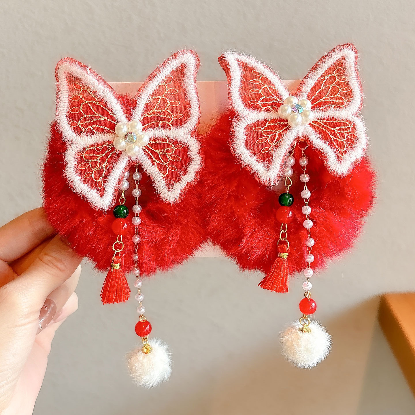 Año Nuevo accesorios para el cabello para niños arco de bordilla pinzas de cabello para niñas vestidos festivos vestidos chinos toques de cabello para niñas joyas de tarjetas de cabello