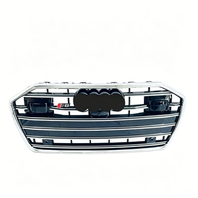 Applicable to 2019-2023 Audi A6 Zhongwang - 2019-2024s6acc-chinese-net-black-silver-frame-silver-bar