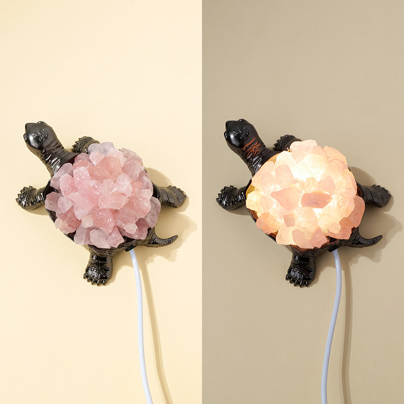 Racimo de cristal natural transfronterizo, adornos de tortuga, cristal púrpura, amarillo y blanco, piedra en bruto, piedra de expansión, adornos artesanales de bricolaje hechos a mano