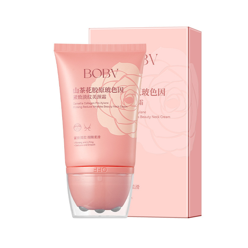 BOBV山茶花胶原玻色因紧致淡纹美颈霜淡化颈纹滚珠按摩美颈霜批发|undefined
