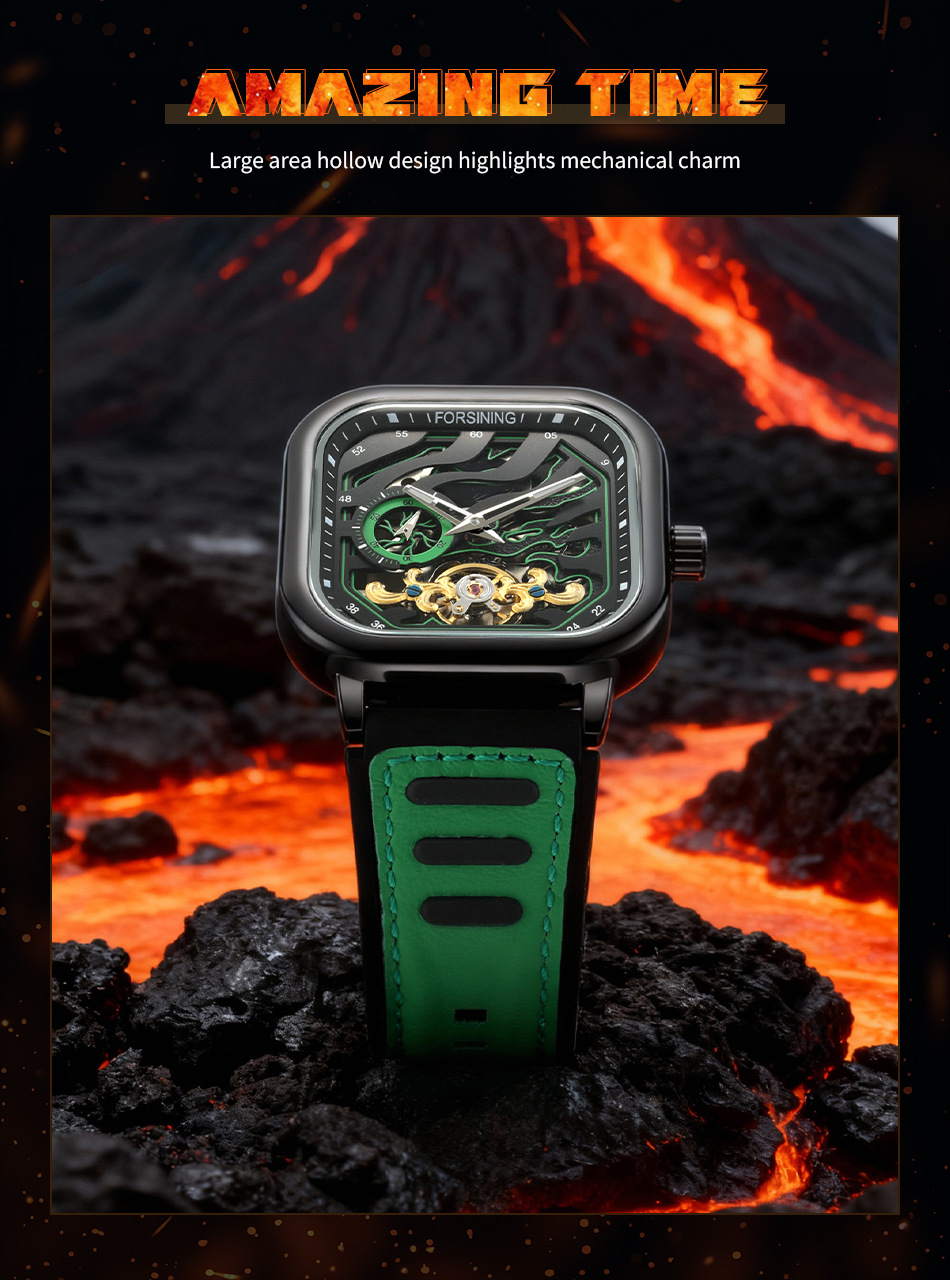 Automatic Mechanical Square Watch European Style Men’s Clock_voghion.com