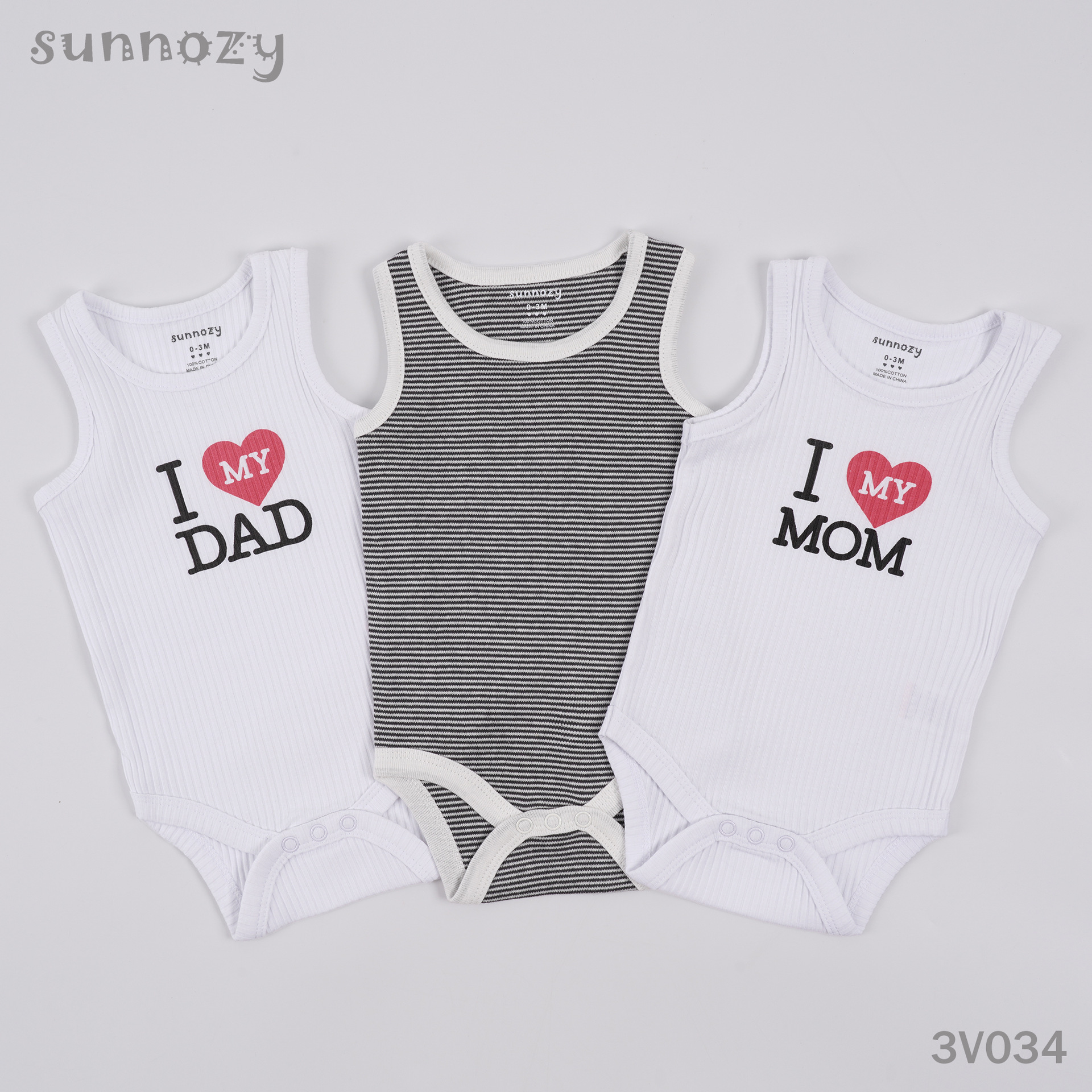 Conjunto de tres piezas de verano sin mangas para recién nacido, mono de algodón puro Clase A con estampado, venta al por mayor.