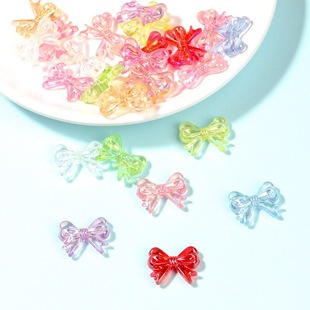 Acrylic transparent color ribbon bow straight hole beaded DIY handmade earrings Jewelry necklace accessories material