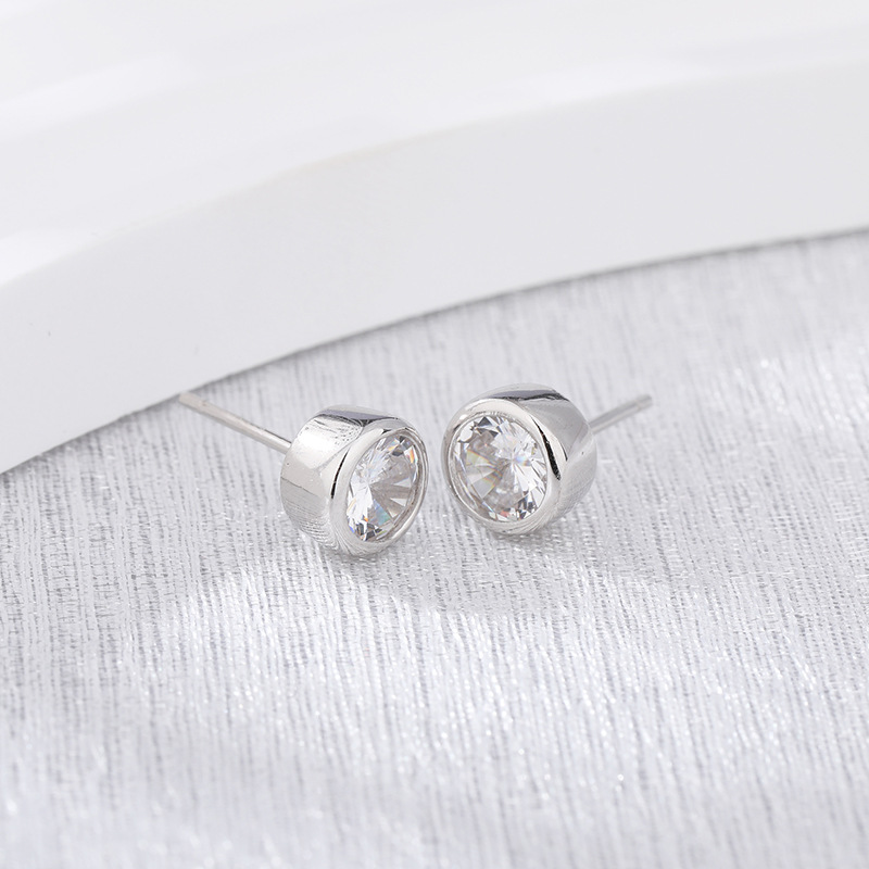 Pendientes de burbuja brillante de plata de ley s925 para mujer, moda, temperamento simple, bolso redondo, pendientes de circón, pendientes perforadas