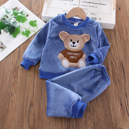 New Baby Winter Pajama Set for Infants and Toddlers, Unisex Flannel Home Wear