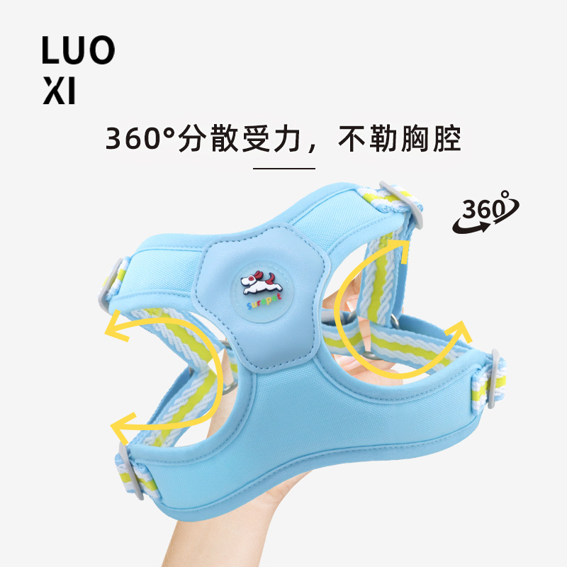 국경 간 새로운 애완 동물 제품 통기성 목 중소 규모 개 가슴 스트랩 조정 가능한 안티 브레이크 가죽 끈