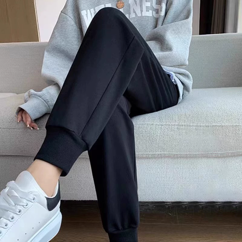 Женские Осенние повседневные брюки Однотонные толстовки с эластичным поясом и бантом Укороченные брюки с бантиками Спортивные брюки Женские Свободные повседневные брюки