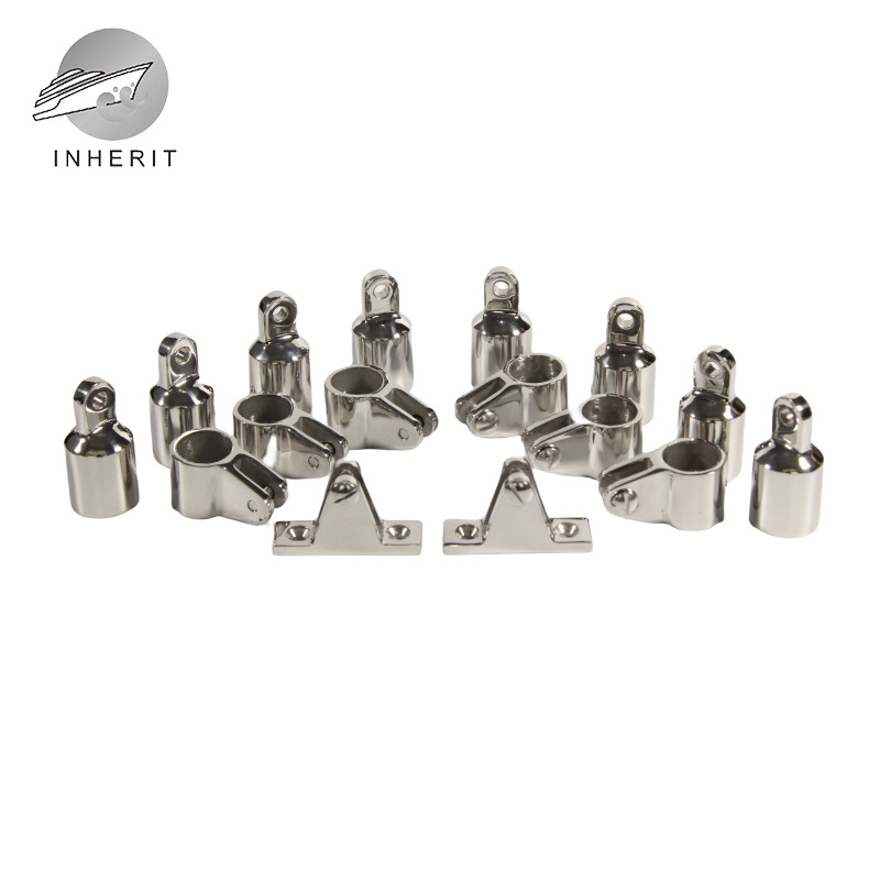 四弓 滑帽滑套山形座16件套20/22/25mm 不锈钢遮阳伞钓鱼艇配件