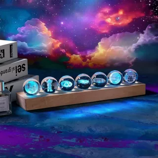 七大星系行星水晶球情人节跨境水晶球摆件银河小夜灯圣诞节礼物