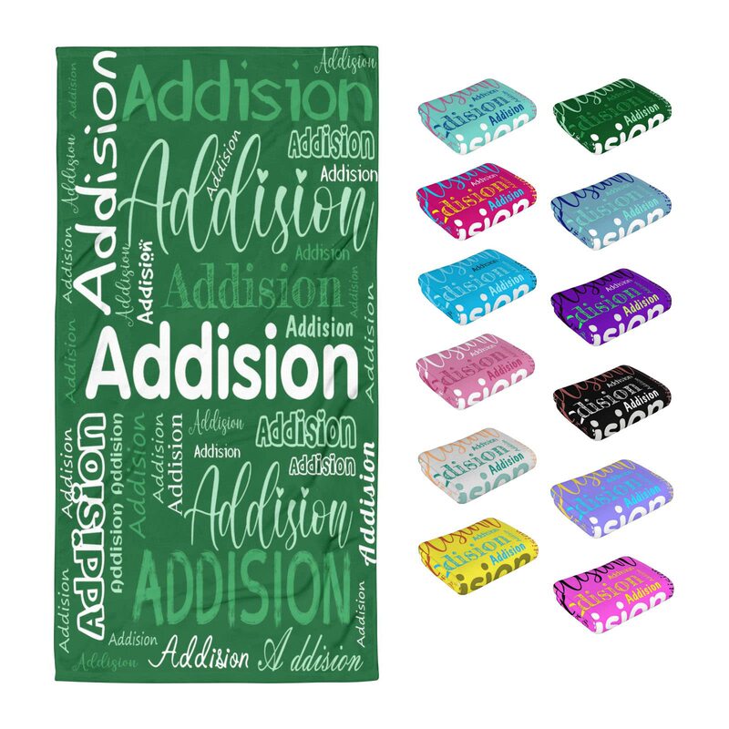 Custom Beach Towel Swimming Pool Microfiber Lightweight Name Towel Personalized Beach Towel Children's Name Adult