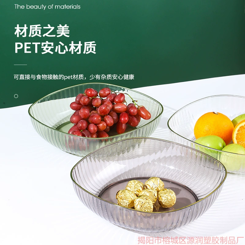 Новый PET роскошная золотая грани прозрачный фруктовый диск для гостиной закусочная тарелка утолщенная простая поднос