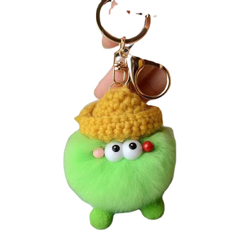 Real Rex conejo piel briquetas Elf lindo felpa bolsa adornos polvo Elf conejo piel coche llavero colgante