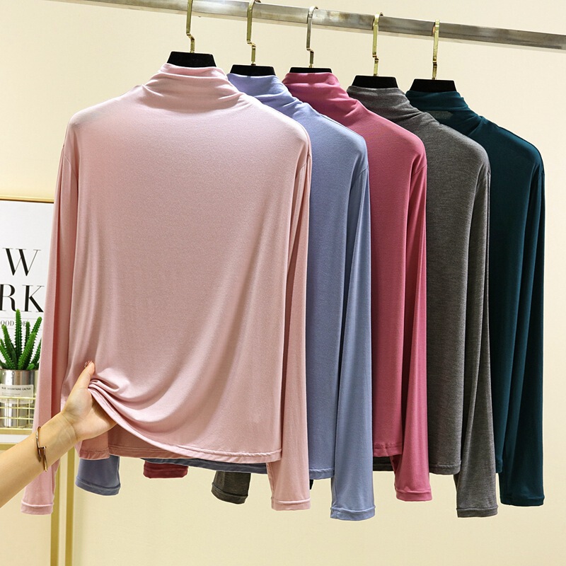 Manufacturer Wholesale Autumn New Style Cotton Half-Turtleneck Long-Sleeve Slim-Fit Stretchy Casual T-Shirt for Women Manufacturer Wholesale Autumn New Style Cotton Half-Turtleneck Long-Sleeve Slim-Fit Stretchy Casual T-Shirt for Women