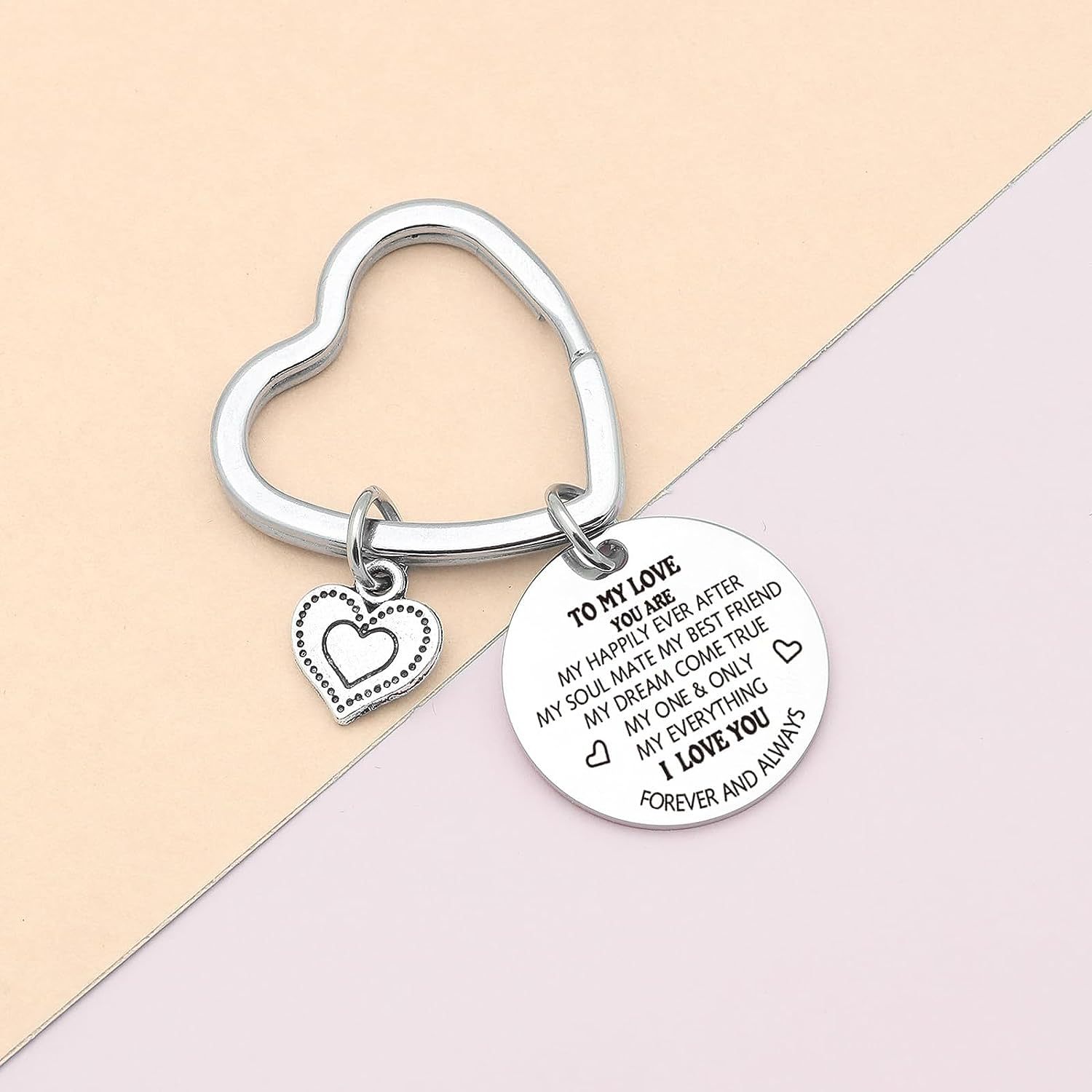 20g Weight Keychain Classification 1 Piece Quantity Simple Style Letter Heart Shape 201 Stainless Steel Valentine'S Day Unisex Keychain