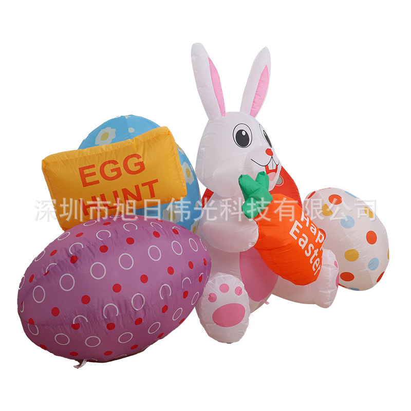 现货跨境复活节气模led发光充气彩蛋兔子气模庭院装饰品摆件道具