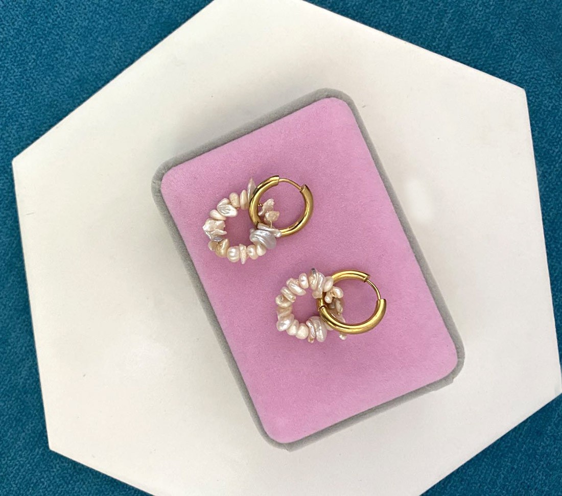 28g Weight Earrings, Necklace Classification 2 PCS/Package Quantity Holiday, Daily Occasion Freshwater Pearl, Titanium Steel Material Geometric Pattern Women's Gender Beaded Design Simple Style Style 2 PCS/Package Freshwater Pearl Titanium Steel Freshwater Pearl Jewelry Sets 31