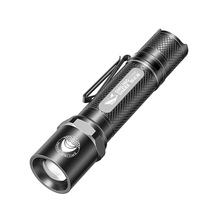 户外便携笔夹设计可充电远射可调焦尾部开关战术手电铝合金手电筒