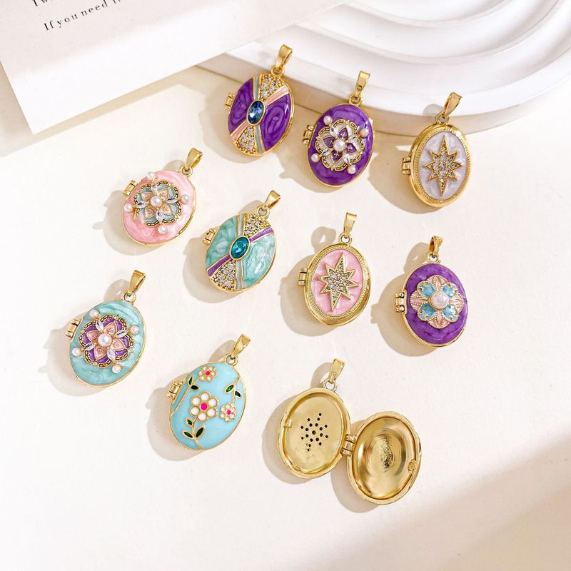 吊坠油画花朵相片夹可打开创意吊坠轻奢小众设计感不掉色DIY饰品|undefined