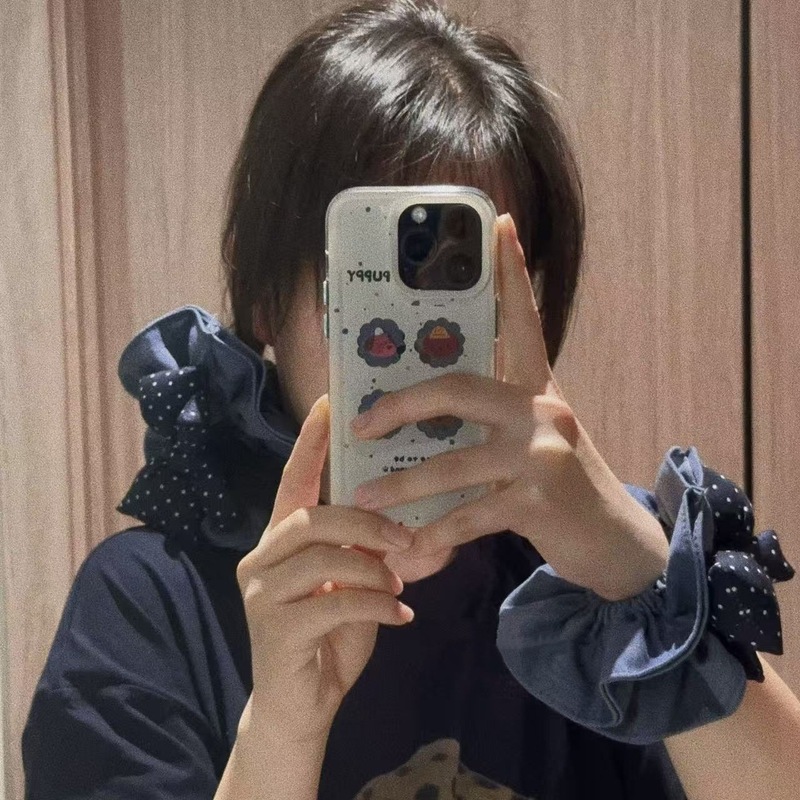 韩系学院风波点气质蝴蝶结发圈百搭新款丸子头大肠发圈高颜值发饰|undefined