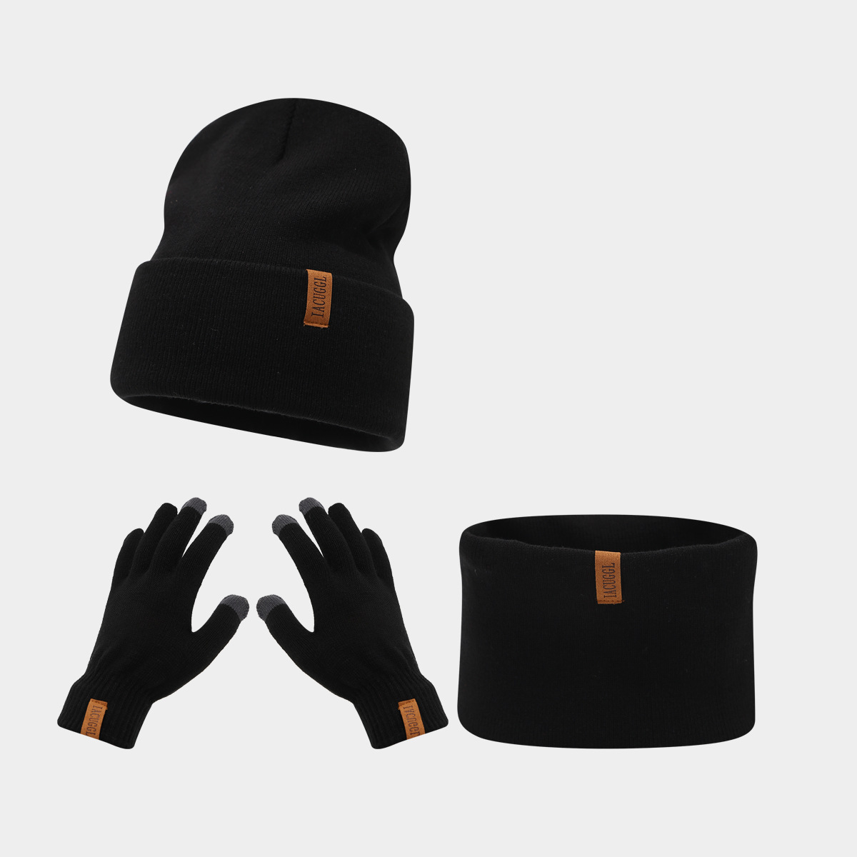 Winter Strickset Für Damen Und Herren Mit Lederpatch Mütze Schal_voghion.com