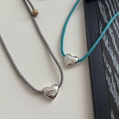 fever同款抽拉蓝灰色项链女韩国小众设计复古精致字母爱心项饰女