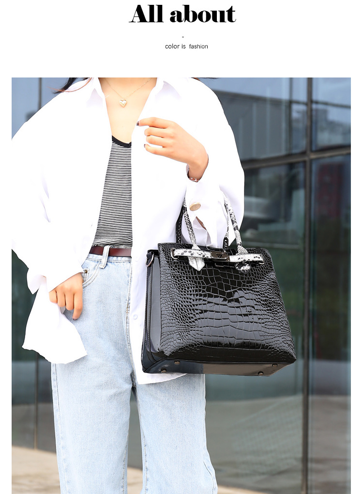 New European and American fashion crocodile pattern crossbody single-shoulder handbag bags for women, wholesale of mother and child set bags Item Picture
