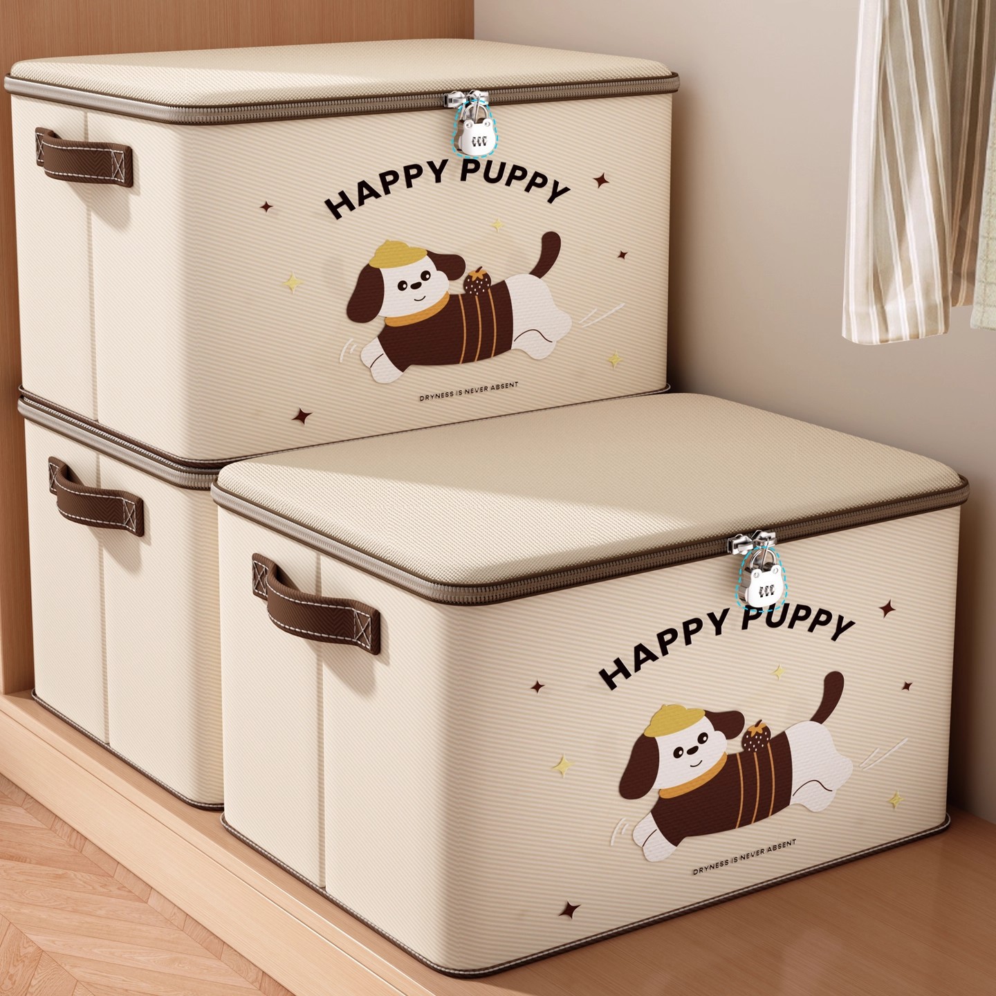 Lockable Clothes Storage Box Household Large-Capacity Foldable Wardrobe Layered Artifact Clothing Quilt Pants Storage Box