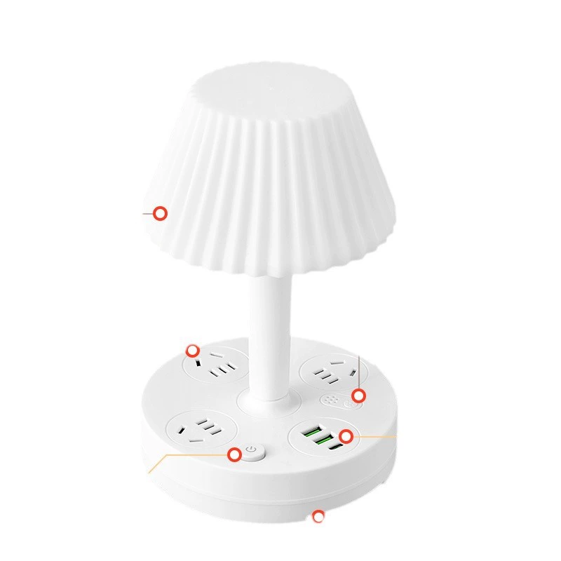 Intelligent remotely controlled voice socket table lamp with USB bedside lamp, creative three -speed color temperature plug -in wiring board