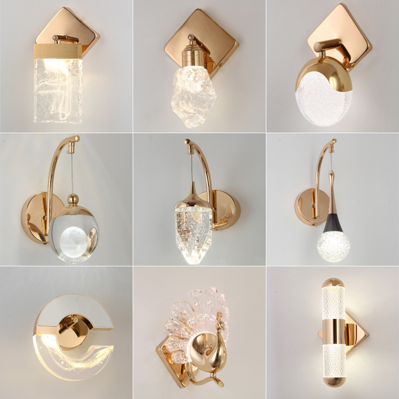 lámpara de cabecera lámpara de pared diseñador de cristal pasillo decoración lámpara de pared dormitorio diseño simple lámpara de cabecera lámpara de pared