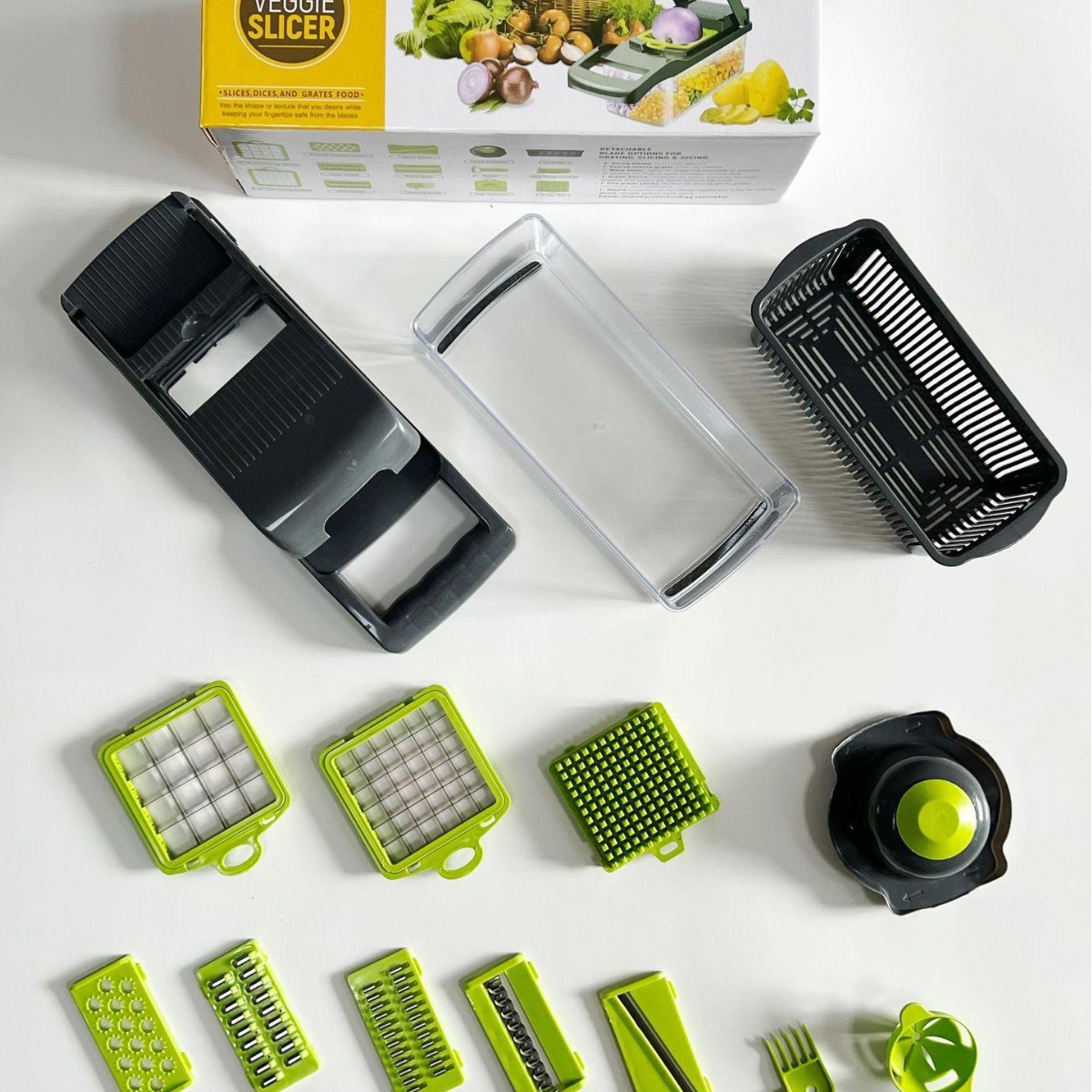 Cross-border multi-función DE CORTADOR de verduras rallador de patata hogar cocina vegetal cortador de verduras portátil conjunto de 16 piezas