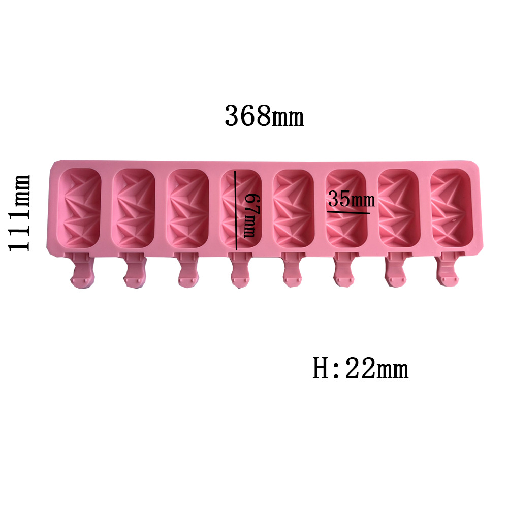8 piezas de helado en forma de diamante, molde de goma, molde de helado, molde de helado, molde de silicona de helado blanco