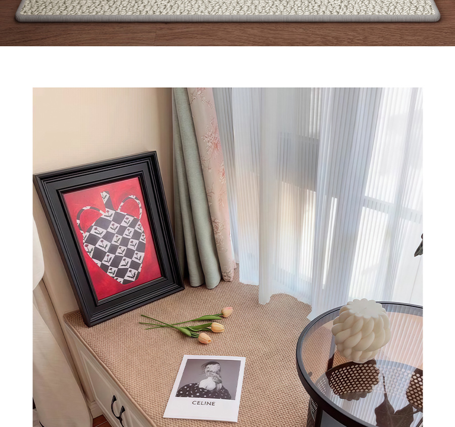 Imitation Sisal Bedroom Bedside Carpet Cushion Master Bedroom Bedside Blanket Long Strip Stain-Resistant Anti-Slip Easy to Care for Bedside Mat