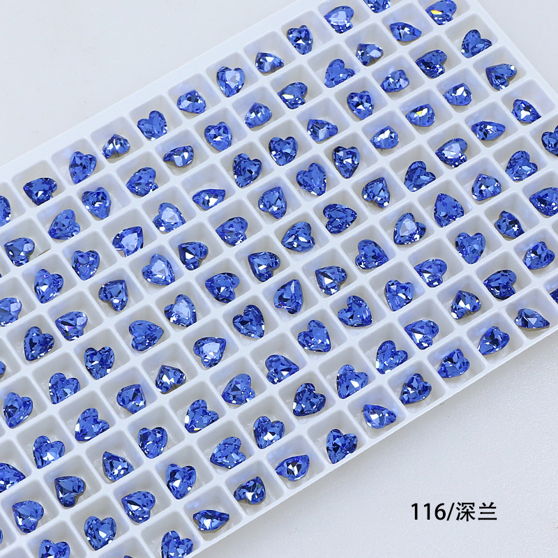 Dongzhou Crystal 6.5MM diamante de vidrio de fondo puntiagudo en forma de corazón de melocotón diamante de forma especial con fondo chapado en plata real