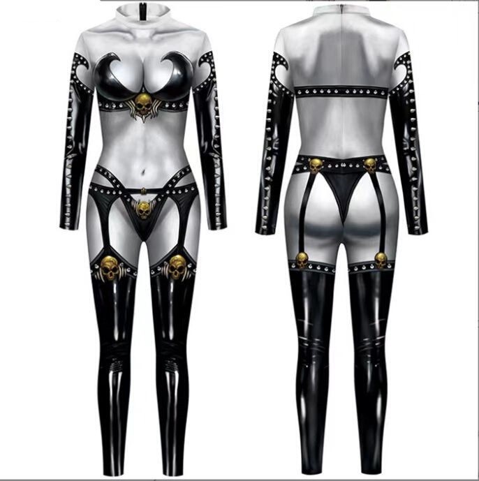 2022 new Halloween autumn collection: movie-themed cosplay costume for girls, featuring a 3D digital print and a one-piece, form-fitting bodysuit 2022 new Halloween autumn collection: movie-themed cosplay costume for girls, featuring a 3D digital print and a one-piece, form-fitting bodysuit