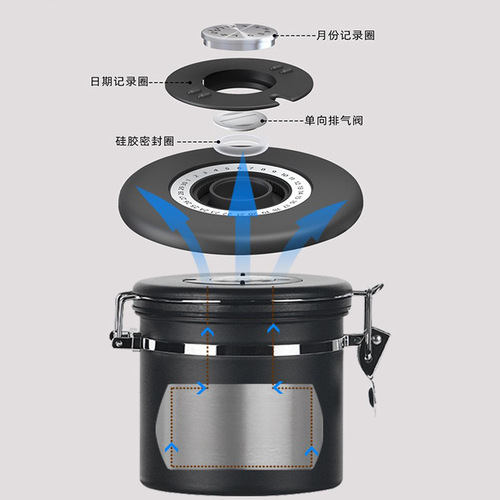 Coffee bean storage tank, coffee sealed tank, one-way exhaust breathing tank, coffee bean storage and storage coffee tank