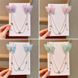 儿童发饰蝴蝶对夹2024新款发夹飘带头饰小女孩公主女童小夹子发卡