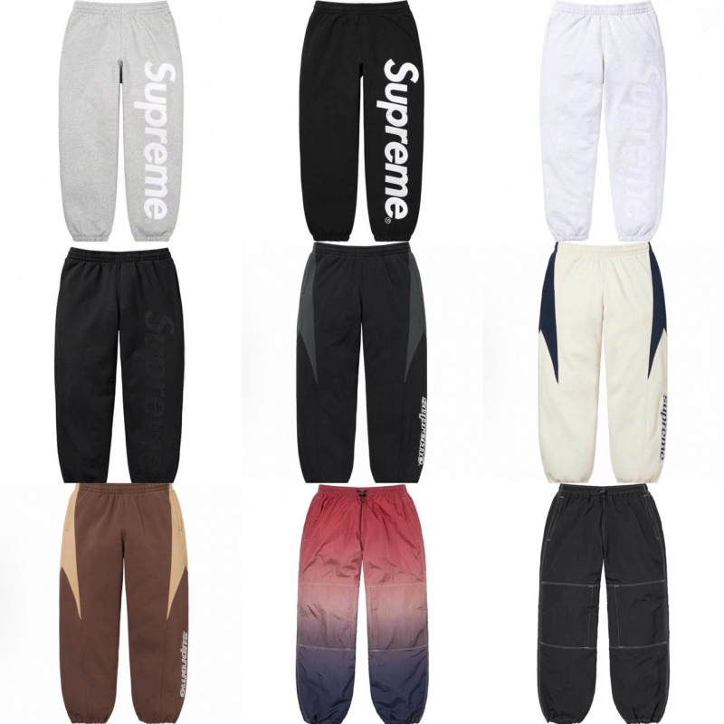 SUPREME SWEAT PANTS, callejera, callejera para hombres, pantalones sueltos de terciopelo, pantalones deportivos casuales.